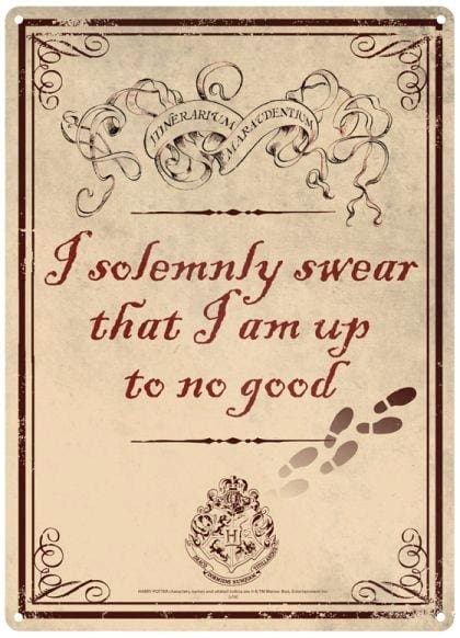 Harry Potter - Tin Sign Small Up To No Good - Homewares