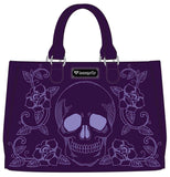 Loungefly - Floral Skull Double Handle Bag - Bags & Accessories