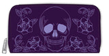 Loungefly - Floral Skull Purple Zip-Around Wallet - Bags & Accessories
