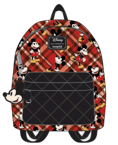 Mickey Mouse - Mickey Tartan Print Mini Backpack - Bags & Accessories
