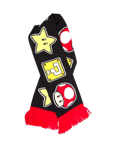 Nintendo - Knitted Scarf With Mushroom Star And Questionmark - Clothing & Cosplay