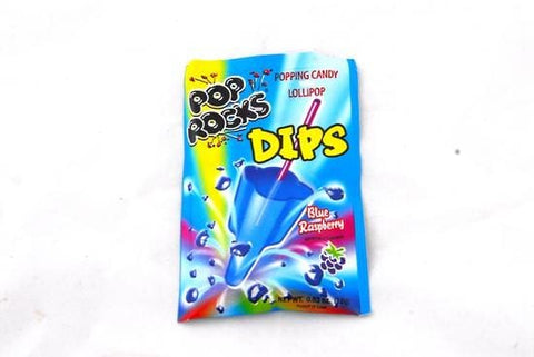 Pop Rocks Dips - Blue Raspberry Popping Candy Lollipop - Candy