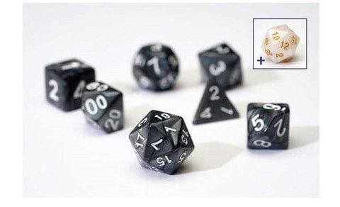 Sirius Dice Set Pearl Grey/Black Acrylic - Dice & Accessories