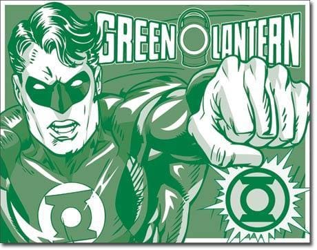 The Green Lantern - Green & White Retro Tin Sign - Posters & Art Prints