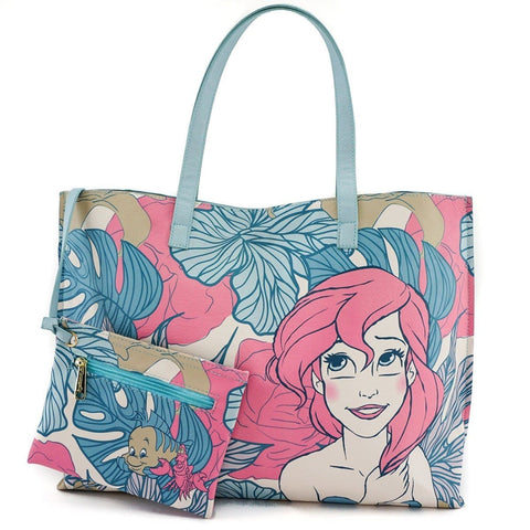 The Little Mermaid - Ariel Leaves Pastel Tote - Bags & Accessories