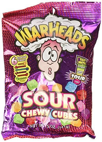 Warheads: Sour Chewy Cubes Peg Bag - Candy