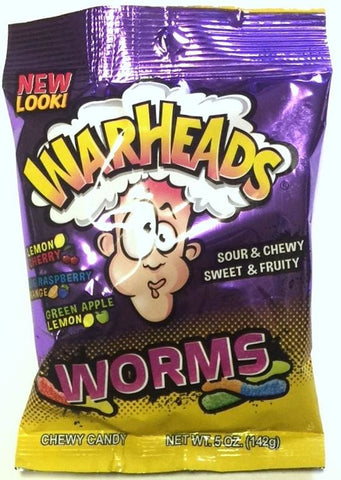 Warheads: Sour Chewy Worms Peg Bag - Candy